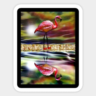 Flamingo Reflections Sticker